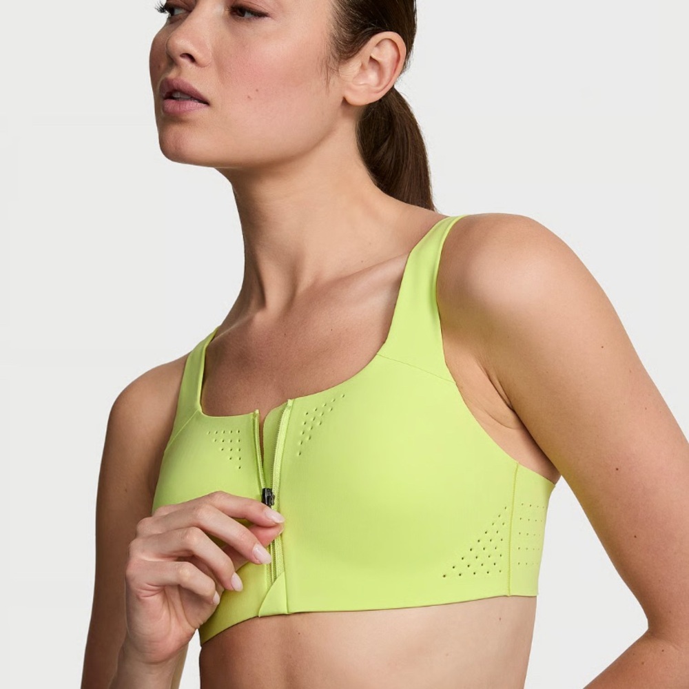Victoria's Secret Neon Lime Front-Zip Sports Bra